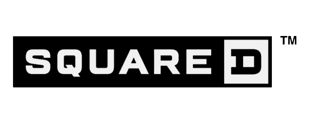 Square D brand logo. Square D is a home electrical equipment manufacturer, and this image is on the Home page.