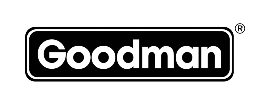 Goodman logo, representing a trusted brand in HVAC systems, featured in R&A Industries' commitment to quality home services in Oviedo, FL.