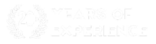 20+ years of experience in HVAC maintenance, symbolized by a laurel wreath, emphasizing expertise and reliability for R&A Industries' maintenance plans.