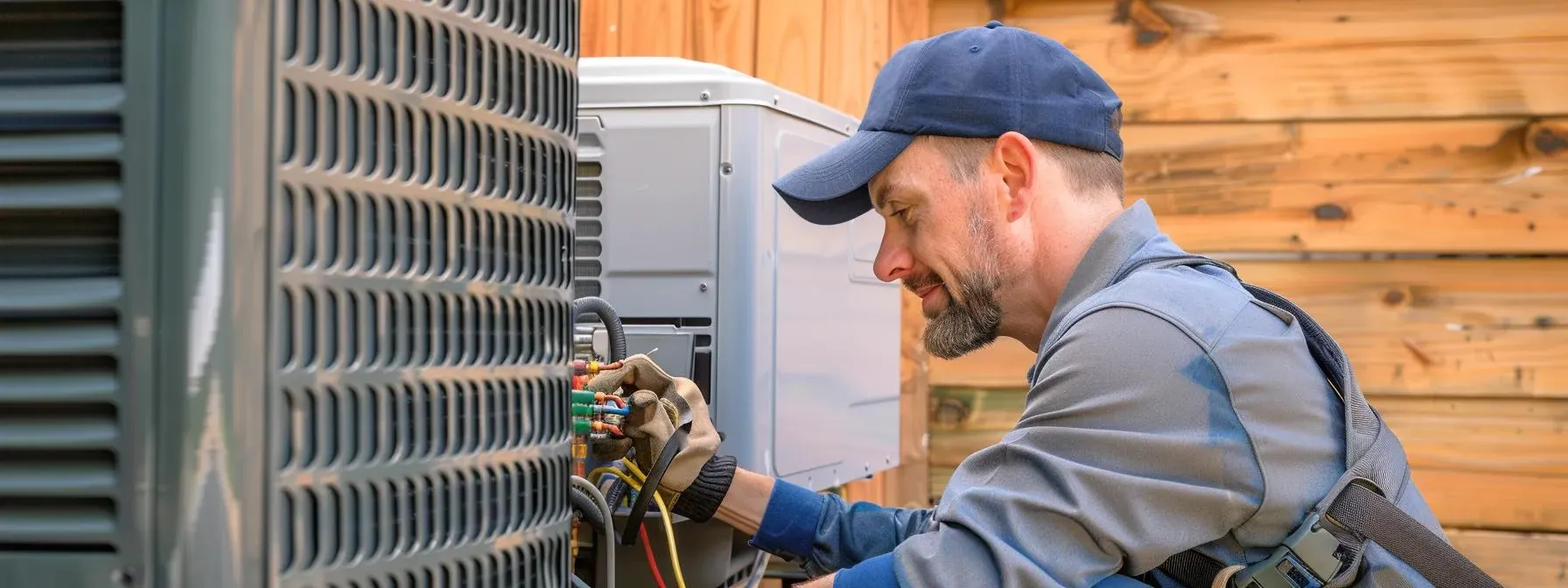 hvac technician removing slime from an ac system