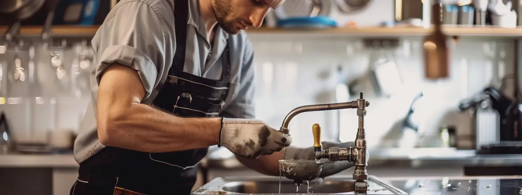 plumber working to repair a broken sink