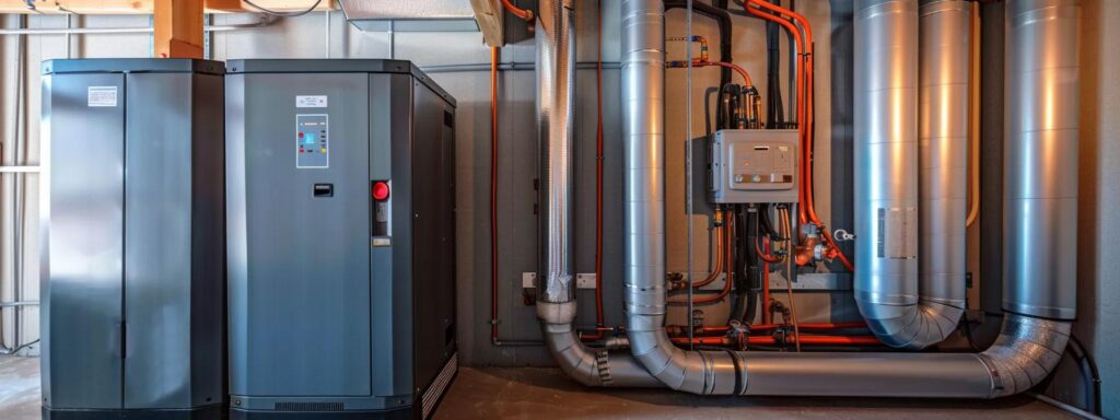 Heating system components, including a large gray unit and interconnected ductwork, showcasing professional HVAC installation for efficient heating repairs in Oviedo.