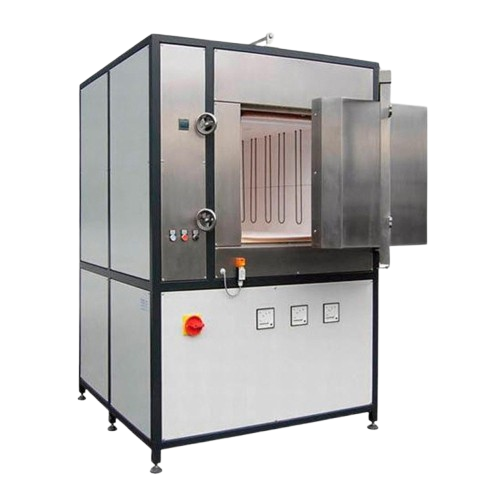 Electric furnace with a metallic exterior and dual doors, used for heating, relevant to electric furnace repair services in Oviedo, FL.