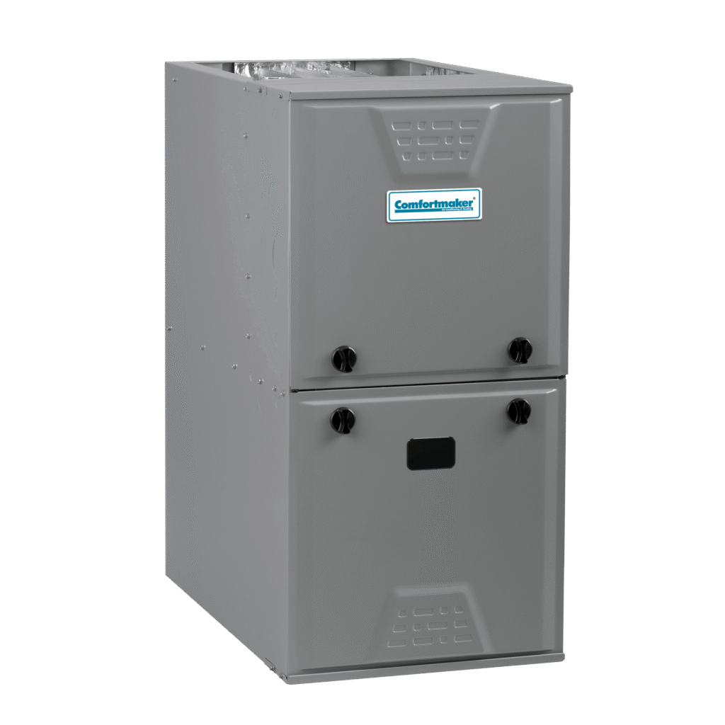 Single-stage furnace by Comfortmaker, designed for efficient heating in residential settings, showcasing a compact and functional structure, relevant to furnace repair services in Oviedo.
