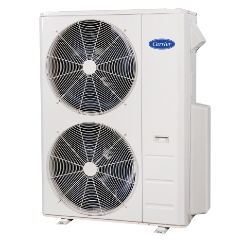 Performance multi-zone heat pump unit with dual fans, designed for efficient heating and cooling in residential spaces, ideal for mini-split systems in Oviedo, Florida.