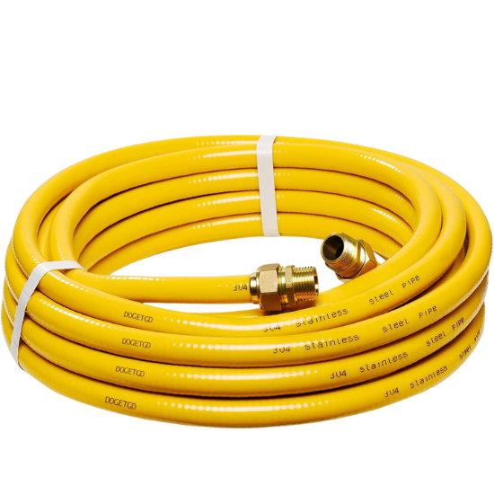 Yellow stainless steel pipe with fittings for emergency plumbing repair in Oviedo, FL. Durable and flexible for various plumbing needs.