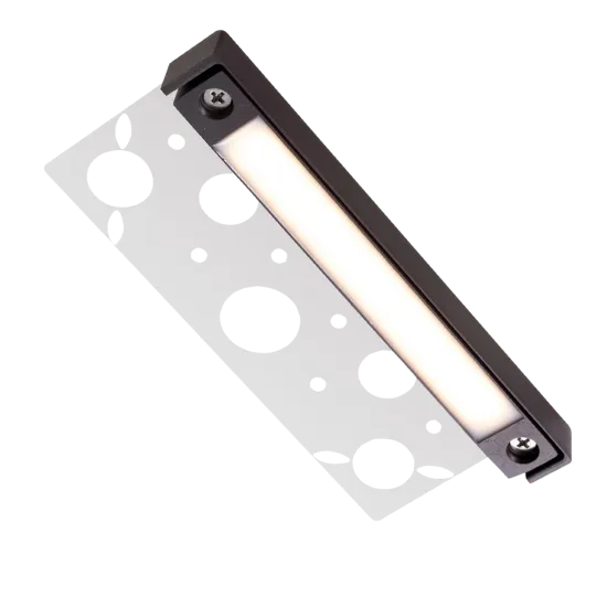 LED outdoor lighting fixture for landscape lighting installation. Sleek design with a modern aesthetic.