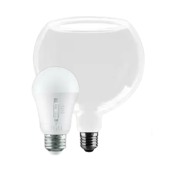 Two light bulbs, one standard and one oversized, for indoor lighting installation. Energy-efficient LED bulbs offer bright illumination in Oviedo, FL.