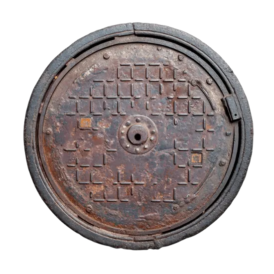 Rusty manhole cover. Emergency plumbing services in Oviedo, FL address sewer line issues and ensure safe water flow for your home.
