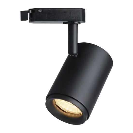 Modern black track lighting fixture. Indoor Lighting Installation in Oviedo, FL for homes, offices, and retail spaces. Sleek design.