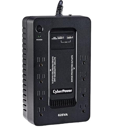 Effective Whole Home Surge Protection: CyberPower 625VA UPS, ensuring battery-supported and surge-protected outlets for your electronics.