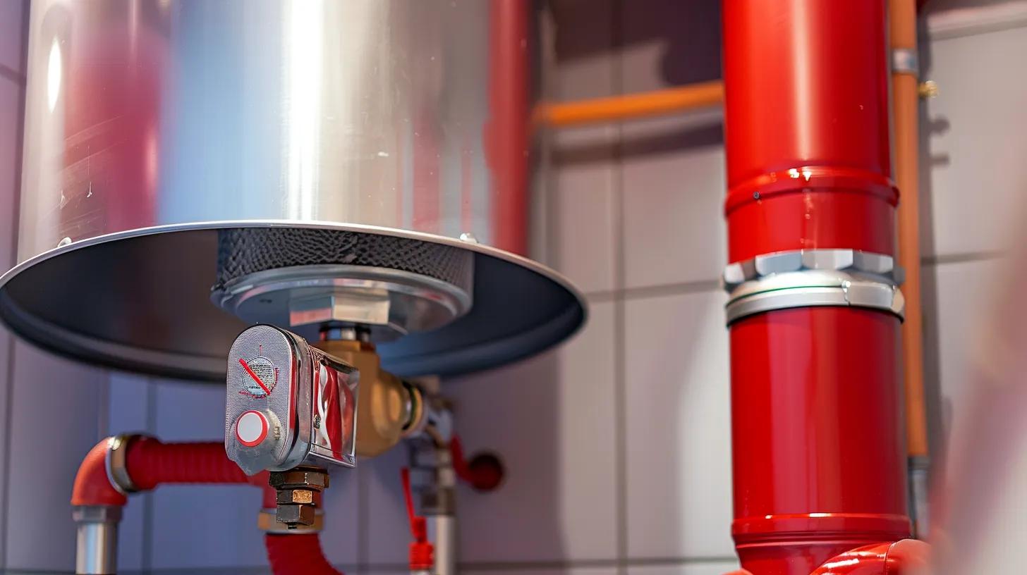 Water heater with visible valve and red piping, illustrating plumbing infrastructure relevant to emergency repair services in Oviedo, FL.