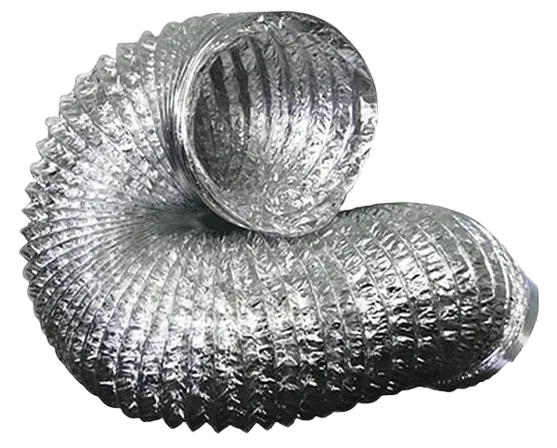 Close-up of a flexible, insulated duct, essential for Duct Cleaning in Orlando, FL, ensuring efficient HVAC system performance for homes.