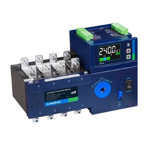 Close-up of an automatic transfer switch for a whole house generator, essential for seamless power during outages. Oviedo, FL. 124 chars