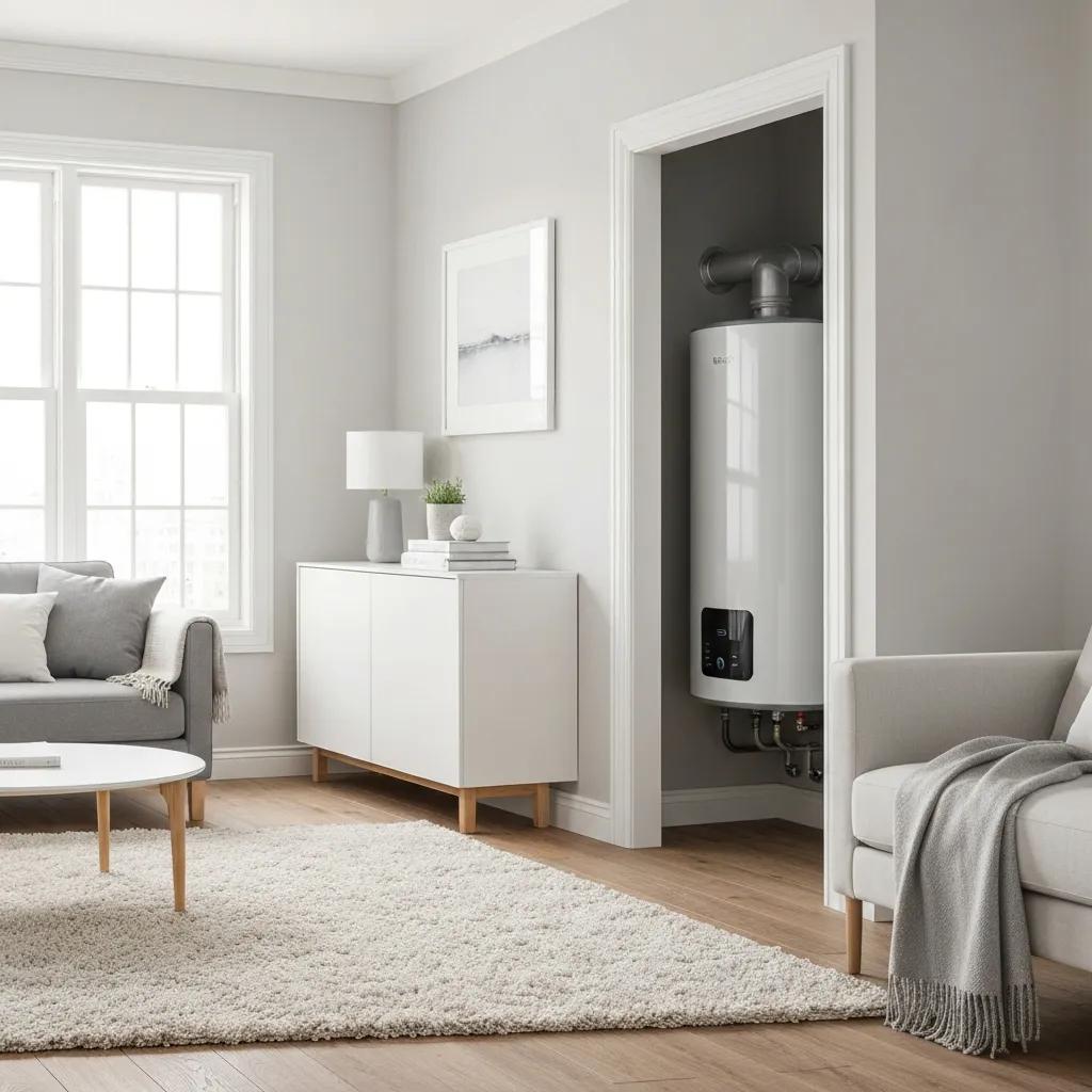 Modern home utility room featuring a newly installed water heater, emphasizing comfort and efficiency