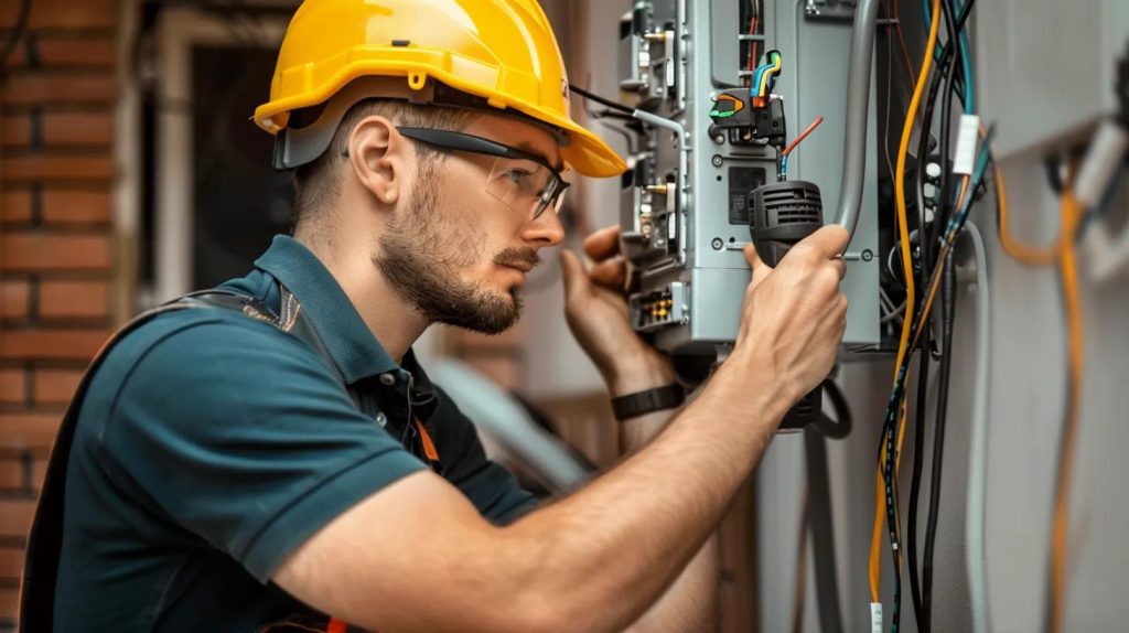 electrician working on home equipment