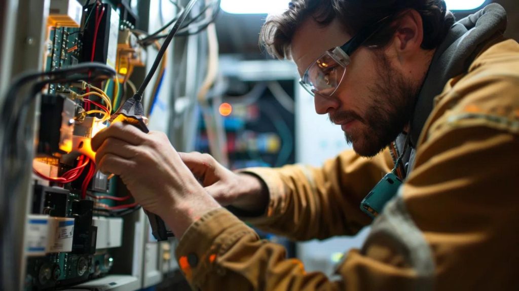 electrician working on home equipment
