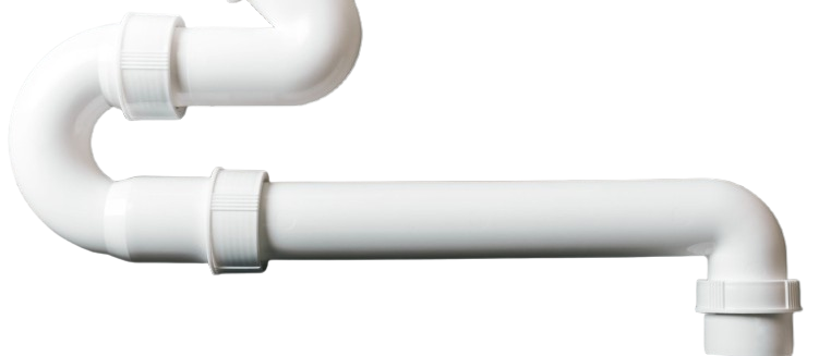 White PVC plumbing pipe showcasing a p-trap design, a crucial component used in residential and commercial plumbing systems in Oviedo, FL.