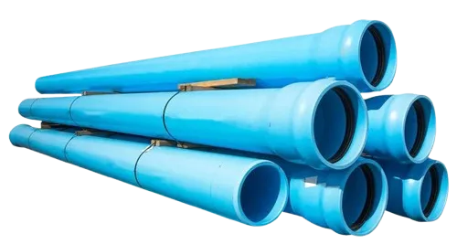 Stack of blue plumbing pipes ready for underground installation for plumbing services in Oviedo, FL, ensuring reliable water systems.