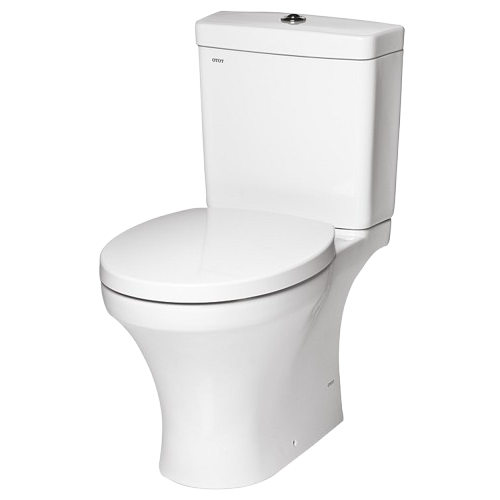 Elegant elongated one-piece toilet in white, showcasing modern plumbing design for residential bathroom fixtures in Oviedo, FL.
